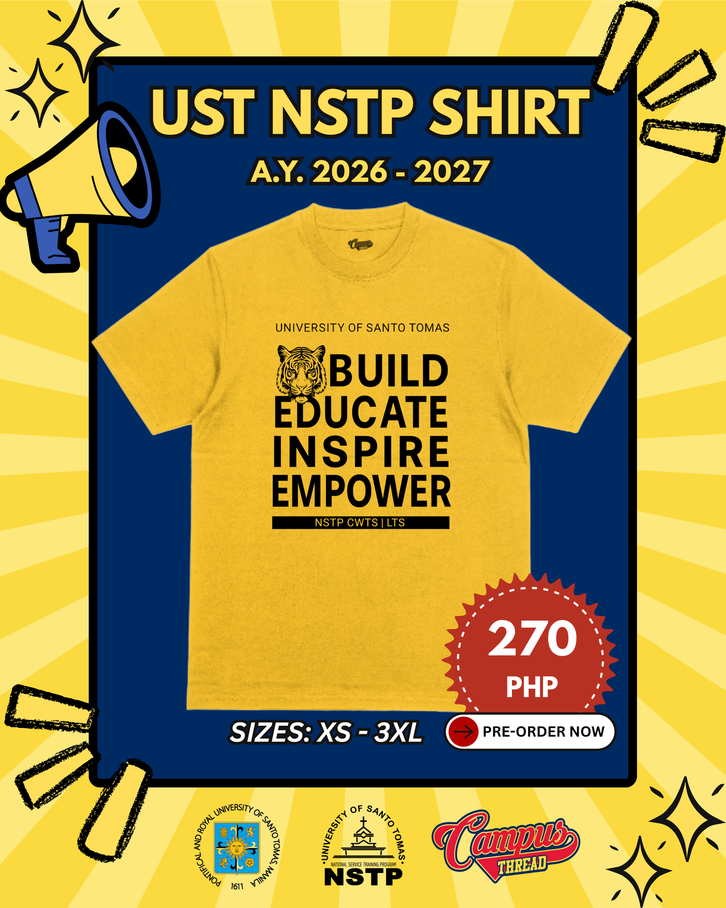 OFFICIAL UST NSTP SHIRT (AY 2026-2027) PRE ORDER FIRST BATCH: Aug 7-12